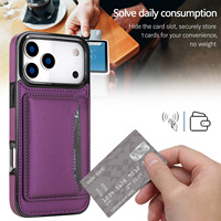 Étui de téléphone en cuir PU pour iPhone 18 Pro avec fente pour cartes, coque arrière magnétique de luxe avec charge sans fil