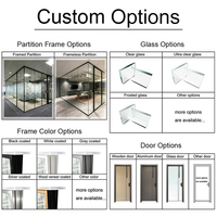 Système de cloison en verre double vitrage sans cadre à vue complète moderne, cloison acoustique pour bureau, école et salle de sport