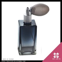 Atomiseur de parfum carré en verre personnalisé (capacité et couleur), pulvérisateur d'huile à estampage à chaud avec tuyau/pompon, emballage personnalisé