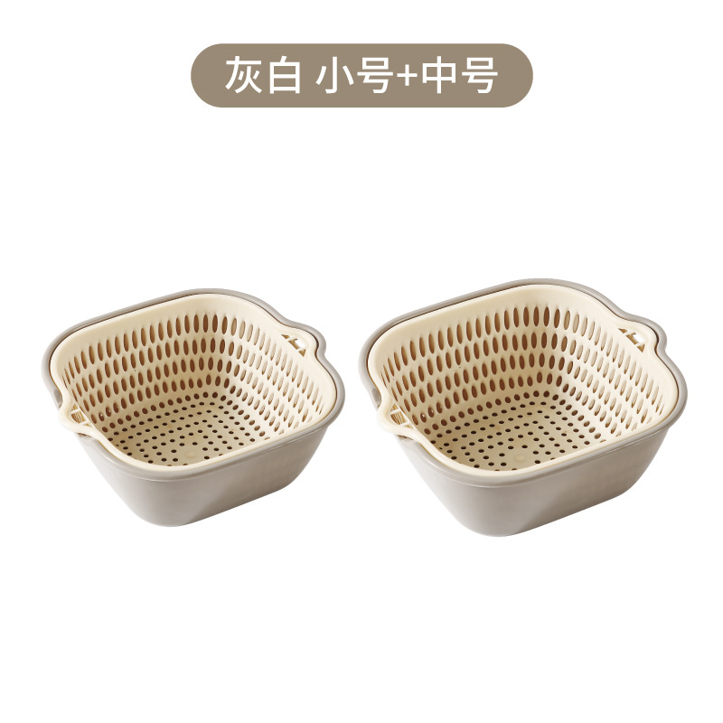 Rounded corners, small and medium sizes, gray and white [4-piece set]