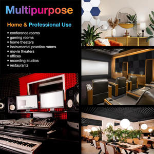 Paneles de Espuma Acústica, Paquete de 12, Rojo, Mini Cuadrados, Diseño Moderno, Paneles de Insonorización de 2'' X 12'' X 12'', para Gimnasio y Sala de Estar - Product Image 6