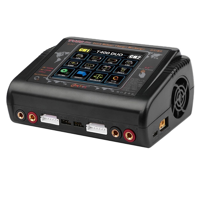 HTRC T400 Pro Lipo Battery Charger DC 400W AC 200W 12A*2 Discharger RC Charger for LiPo LiHV LiFe Lilon NiCd NiMh Pb Battery