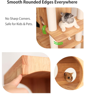 <span class=keywords><strong>Tour</strong></span> à chat en bois <span class=keywords><strong>de</strong></span> luxe avec panier en osier, bol en acrylique, grattoir, meubles - pour décorations d'Halloween - Product Image 4