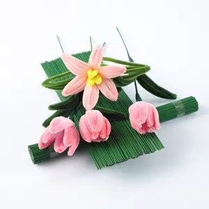 Discount Manufacturer Price Handmade Pvc Covered Flower Stem With Iron Wire Diy Artificial Flower Pole