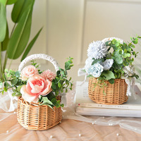 Panier à fleurs en osier tissé à la main Willow, petit panier en rotin, panier cadeau pour Pâques
