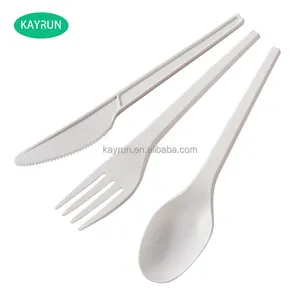 Eco friendly Biodegradable Corn starch cutlery PLA knife fork spoon Disposable Tableware set