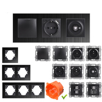 Panel de Vidrio LangYeao, Combinación Libre DIY, Enchufe EU/UK, Red de TV, Enchufe Tipo C USB, Interruptor de Botón de Reinicio de 1, 2 o 3 Vías