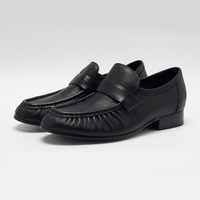 Mocassins en cuir véritable noir pour femmes, chaussures plates décontractées confortables pour un usage quotidien, chaussures élégantes pour femmes