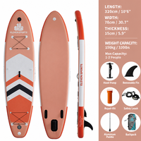 Planche de paddle gonflable pour enfants, design simple bleu clair et blanc, 320x76x15cm, fabrication directe d'usine, logo personnalisé OEM, prix abordable