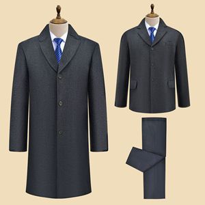 Мужской шерстяной саван, современное платье из овечьей шерсти, костюм Мао, куртка, одежда, брюки, комплект из трех предметов, кремация, синее погребение - Product Image 5