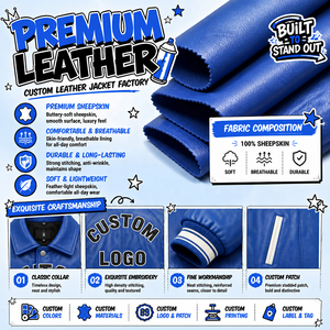 Giacca Casual da Uomo Personalizzata con Ricamo 3D in Pelle di Pecora, Stile Varsity High Street con Chiusura a Cerniera Antivento - Product Image 5