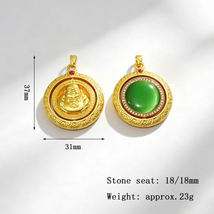 Ciondoli Rotondi Girevoli Vintage Cinesi con Strass e Smalto, Talismano <span class=keywords><strong>Portafortuna</strong></span> per Creazione Collane Fai da Te, Vendita all'Ingrosso - Product Image 4