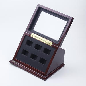 Con finestra trapezoidale luxury 2 fori champion rings display scatola di legno - Product Image 5