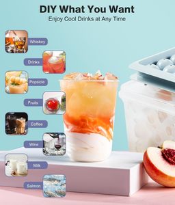 <span class=keywords><strong>Mini</strong></span> bandeja redonda de plástico sin BPA para cubitos de hielo, molde para Hacer bolas de hielo con tapa, función sostenible para helados - Product Image 6