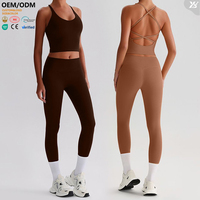 ABX8001+ACK8001 Nouvelle Version Haut de Gamme Ensemble de Yoga Deux Pièces Tendance avec Soutien-Gorge Push-Up et Leggings pour le Sport et le Fitness en Extérieur