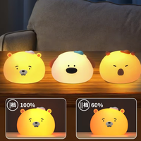 Lampe tactile en silicone souple, petite et mignonne, style anime, éclairage doux, pour enfants, bébés, décoration de chambre, lampe de chevet, rechargeable, lumière de nuit LED