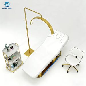 Modern Electric Salon Furniture Pu Leather Facial Beauty Spa Treatment Massage Table Electric <strong>Lash</strong> Bed Curved with Gold Base - Product Image 5