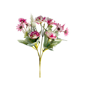 Bouquet artificiel de marguerites et de roses, arrangement de fleurs en soie de 28 cm pour la décoration de la maison et les accessoires de photographie - Product Image 5