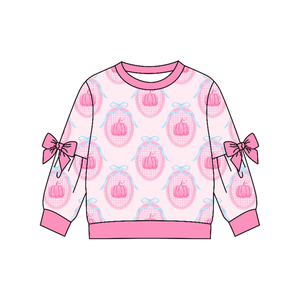 Nouveaux styles de chemises et hauts pour enfants, pull imprimé citrouille automne personnalisé, vente en gros, boutique, vêtements pour sœurs - Product Image 5
