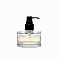 Flacon pompe cylindrique en verre transparent avec décalcomanie, distributeur vide de savon liquide pour shampoing, gel douche, emballage cosmétique
