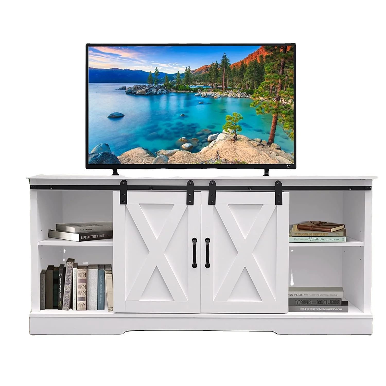 Современный развлекательный центр, деревянная медиаприставка для хранения, раздвижная дверь сарая, телевизионная стойка