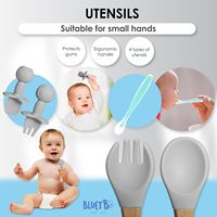 Ensemble d'alimentation pour bébé en silicone antidérapant avec assiettes et bols à ventouse, idéal pour l'alimentation des tout-petits et les repas en famille