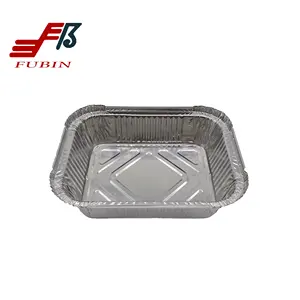 Gıda ambalajı için yüksek kaliteli tek kullanımlık dikdörtgen alüminyum folyo konteyneri Metal folyo alüminyum kutu