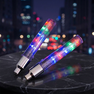 Lumière LED pour valve de roue de voiture et vélo, personnalisable avec logo, en microfibre écologique, pour éclairage de roue et sous-roue, avec fonction clignotante et ABS - Product Image 3