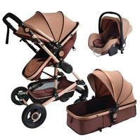 Poussette 3-en-1 multifonctionnelle avec siège auto et landau pliable, idéale pour les voyages