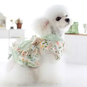 Gaun anjing gaya Lolita terbaru 2023 bunga kotak-kotak lucu kotak-kotak akrilik Xs L persediaan hewan peliharaan Xl S Gaun anjing M musim gugur musim dingin