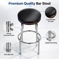 Tabouret de bar pivotant rond avec coussin en PU imprimé sur mesure, pieds en chrome poli, embouts antidérapants pour café, bar, salle de jeux, maison, cuisine