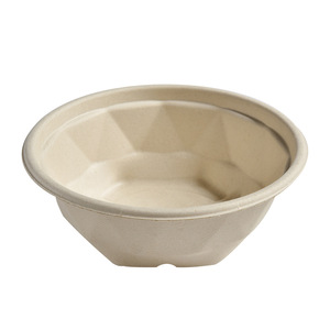Bol en pulpe de papier avec couvercle, rond, biodégradable, pour salade, fruits, soupe, compatible micro-ondes, bol HN - Product Image 4
