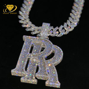 Iced Out colgante cadenas hombres letras Real 925 Plata sólida Hip Hop joyería personalizada VVS Moissanite collar fino colgantes encantos - Product Image 2