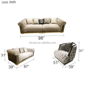 Luxury Modern Light Luxury Villa Leather Sofa Italian Design High-end Hotel Luxury Living Room Furniture