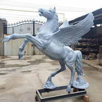 Sculpture de cheval Pégase grandeur nature YouFine, cheval volant en bronze avec des ailes, statue pour jardin extérieur, parc, hôtel, villa, décoration