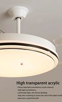 Ventilateur de plafond DC décoratif encastré de 42 pouces, télécommande invisible rétractable à lumière LED incluse pour la décoration de plafond à la maison