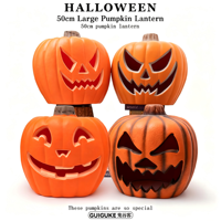 Lanterne citrouille de 50 cm, décoration d'Halloween, grande citrouille lumineuse creuse pour l'aménagement de scènes extérieures de parcs à thème
