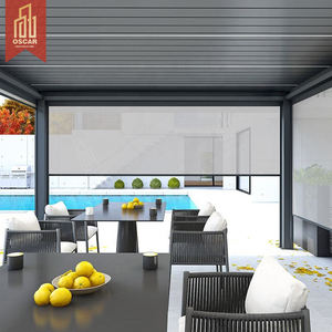 Toldo Retráctil Curvo de PVC Eléctrico <span class=keywords><strong>para</strong></span> Exteriores, Resistente a la Lluvia, con Luces LED, Pérgola Comercial, Diseño Nuevo - Product Image 3