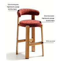 Tabouret de bar français en bois massif, style vintage, tabouret haut, chaise de salle à manger pour îlot de cuisine, frêne blanc, mobilier de bar design