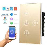 Interrupteur intelligent Wi-Fi pour ventilateur et éclairage, compatible Tuya, commande vocale Alexa, contrôle par application, matériau PC ignifuge, AC100-240V, utilisation intérieure