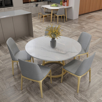 Vente Directe Usine Chaises en Velours 4 et 6 Places, Table à Manger Ronde Rotative à Plateau en Marbre et Ensemble de Chaises pour Maison et Hôtel