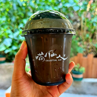 Gobelet en plastique jetable noir pour thé à bulles, café froid, avec couvercles, logo personnalisé imprimé, 360/400/500 ml, PET
