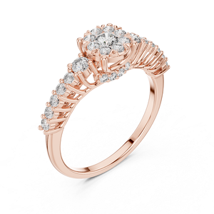 Bague en or rose sertie de diamants, bijou élégant et raffiné pour femme, idéal pour mariage, fiançailles, fête et cadeau. - Product Image 2
