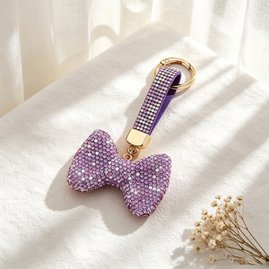 Elegant Full Rhinestone <b>Bow</b> Keychain Bling Bowknot Key Ring Gold Plated Key <b>Holder</b> for Women Bag Accessories - Product Image 3