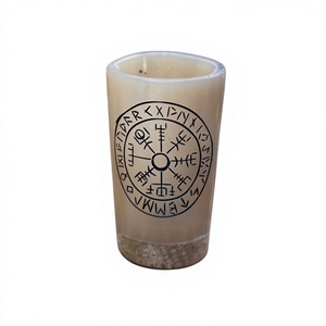 Luxury Nordic Design Organic Material Eco-Friendly Shot <b>Glass</b> with Vegvsir Symbol Decorative Viking Horn <b>Cups</b> - Product Image 1