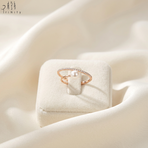 Bijoux de mariage en or rose massif 18 carats de qualité exceptionnelle, élégants, avec diamants taille brillant et perles d'eau douce, pour femme, cadeau de Noël - Product Image 3