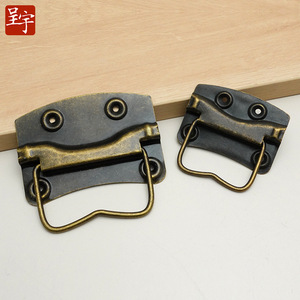 Poignées de porte d'armoire en forme de W de style antique, en fer bronze, quincaillerie de meubles chinois, petites 61x42mm, grandes 87x62mm, durables - Product Image 1