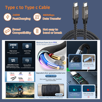 Câble USB 3.1 Type C vers Type C Gen3 OEM supérieur 240W 0,5m 1,5m 1m 2m pour synchronisation des données et charge rapide 240W pour téléphone, ordinateur portable, tablette
