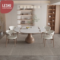 Ensemble de table à manger moderne en bois massif avec chaises en marbre, design extensible et pliable, pour salon, maison, villas