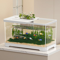 Aquarium écologique rectangulaire décoratif pour salon et bureau, avec cylindre de mélange, haute transparence, pour la maison et le bureau